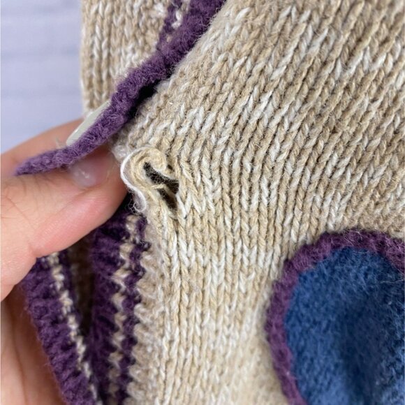 Vintage Christopher Banks XL Hand Embroidered Tan Heart Cardigan - Picture 6 of 8